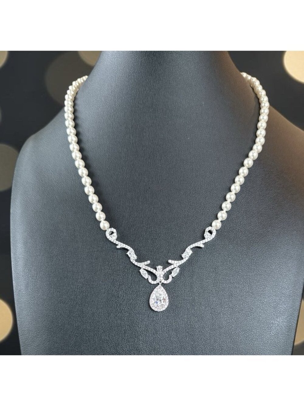 Sterling Silver Swarovski Crystal Pendant Necklace 17” Glass Pearl Bead NWT $525 - Picture 8 of 8